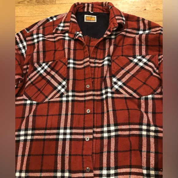 Men’s XL Flannel Button Up Red, Black, and White Double Duty Designed by VDM - Picture 2 of 6